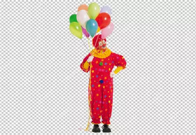 Clown character standup and hold hand a  belun 