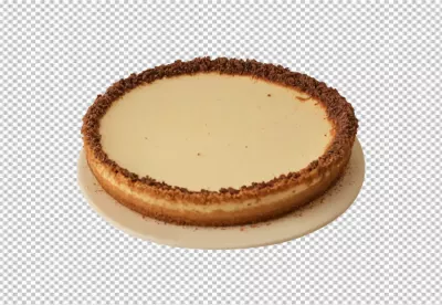 Classic Cheesecake with Chocolate Crumb Topping on White Plate, Gourmet Dessert image