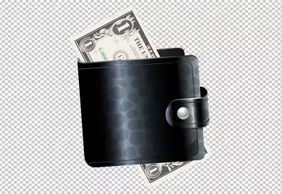 Stylish Black Wallet with One Dollar Bill for Financial and Economy Concepts image