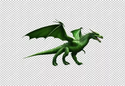 Majestic Green Dragon Standing with Open Mouth and Spread Wings image