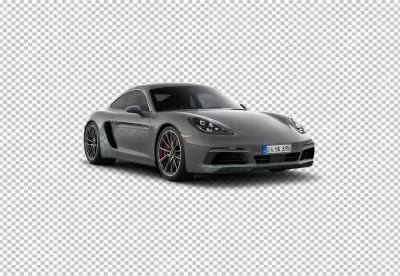 Sleek Grey Porsche Performance Coupe with Red Brake Calipers Isolated image