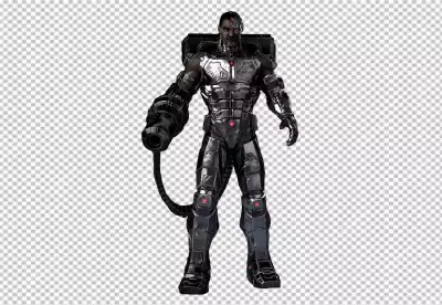 A female robot head with circuit board on