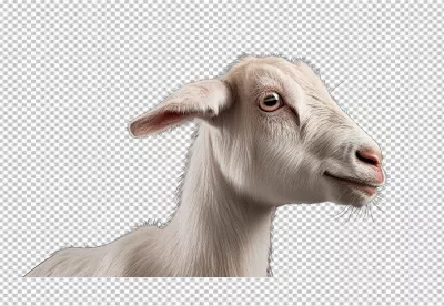 White Goat Close-up Profile PNG Cutout Stock Image Download image