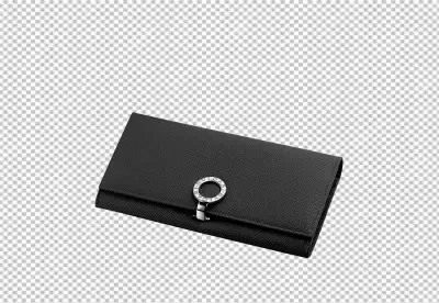 Elegant Black Leather Bvlgari Wallet with Silver Clasp Luxury Fashion Accessory image