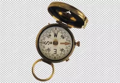 Person navigating with a compass background isolated