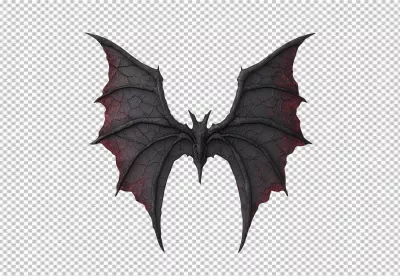 Dark Fantasy Dragon Wings PNG Cutout for Halloween Design image