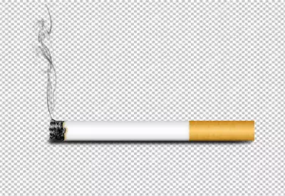 A cigarette with smoke coming on transparent background PNG