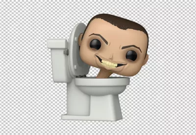 Whimsical Skibidi Toilet Head with Maniacal Grin Popping Out image