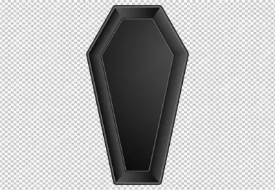 Wooden coffin laying in isometric view PNG