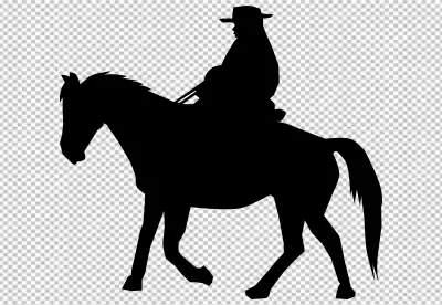Cowboy silhouette with horse  transparent BG
