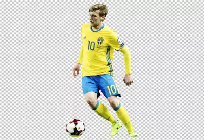 Emil Forsberg passing the ball in Sweden soccer player