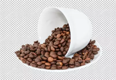 Roasted coffee beans isolated on PNG