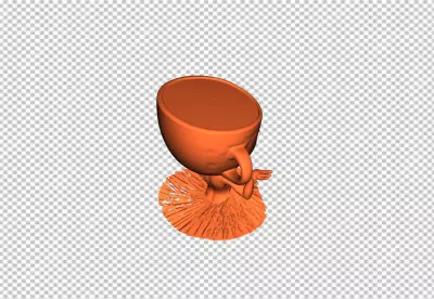 Abstract Orange 3D Render of a Coffee Cup Ballerina Dancing image
