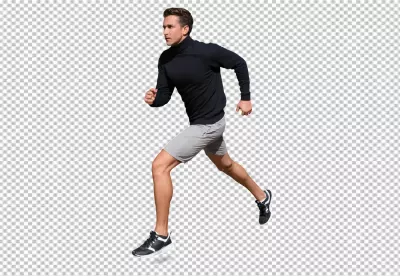 Focused Young Man in Athletic Wear Running with Determination and Vigor image