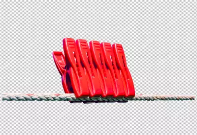 Red color clothespin hold on rope 