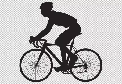Silhouette of cyclists riding on a mountain for outdoor sports transparent background
