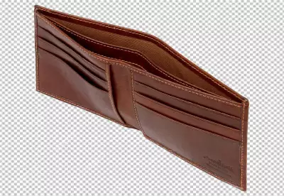 Classic Brown Leather Wallet with Empty Compartments and Visible Stitching image