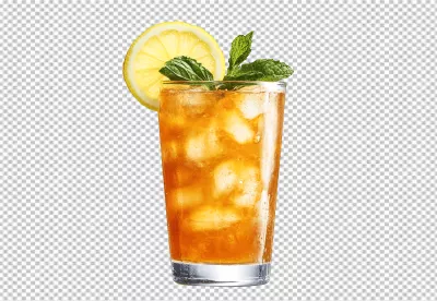 Refreshing Lemon Iced Tea with Fresh Mint PNG Cutout Image for Summer Drinks image