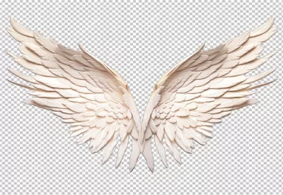 Elegant White Angel Wings PNG Cutout for Divine Creative Projects image