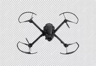 Sleek Black Quadcopter Drone with Camera and Propeller Guards for Aerial Imaging image