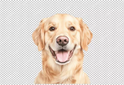 Cheerful Golden Retriever Dog with Open Mouth Smile High-Quality PNG image