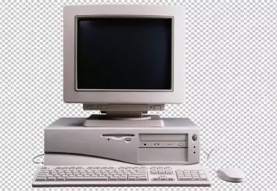 PNG Retro computer and technology with monitor and hardware