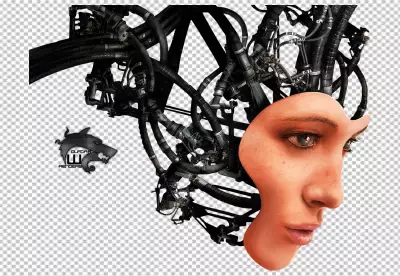 robot listening to music on headphones