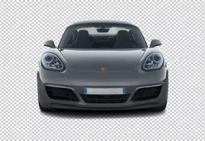 Front View of a Sleek Grey Porsche Sports Car Isolated on White Background image