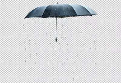 Elegant Black Umbrella with Dripping Raindrops Against a Clean White Background image