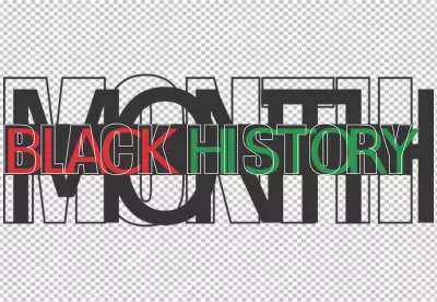 Bold Black History Month text with Pan-African colors