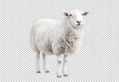 White Sheep Standing Front View PNG Cutout for Farm Animal Designs image