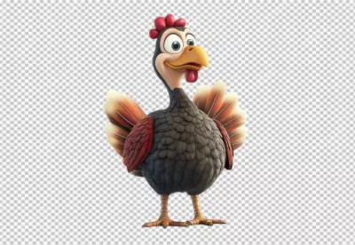 Funny Cartoon Turkey Character Standing PNG Image for Thanksgiving Design image