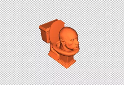 Surreal Orange Human Head Emerging from Toilet Bowl image