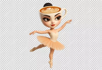 Whimsical Latte Art Ballerina Character Gracefully Dancing en Pointe image