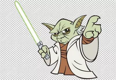 Animated Yoda Jedi Master with Green Lightsaber