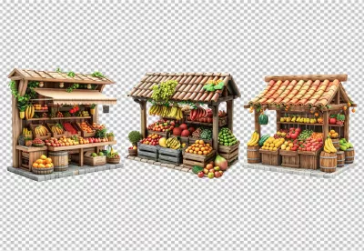 Vibrant Fresh Fruit Stalls Displaying Abundant Organic Produce for Healthy Eating image