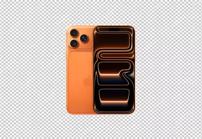 Modern Orange Smartphone with Abstract Glowing Screen and Triple Cameras image