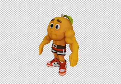 Dynamic 3D Rendered Muscular Orange Character in Sporty Attire and Sneakers image