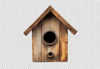Rustic Wooden Birdhouse PNG for Nature Home and Spring Designs image