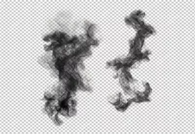 Dynamic Abstract Dark Smoke Plumes on Isolated White Background image