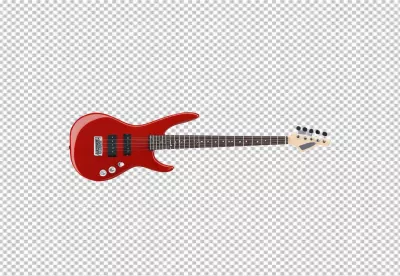Vibrant Red Electric Bass Guitar Isolated on White Background for Musical Themes image