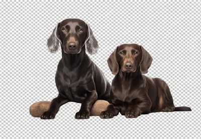 Adorable Brown Dogs Posing Together, Cute Domestic Pets PNG image