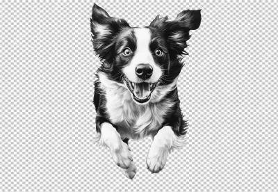 Dynamic Border Collie Jumping with Joyful Expression for Pet Designs image