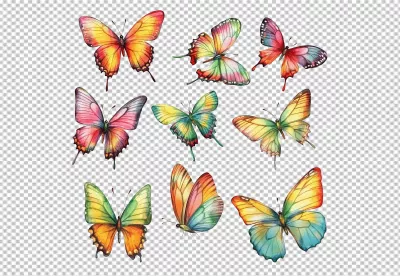 Vibrant Watercolor Butterflies Collection for Diverse Creative Design Projects image