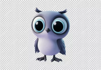 Adorable Cartoon Owl PNG with Big Blue Eyes for Creative Projects image