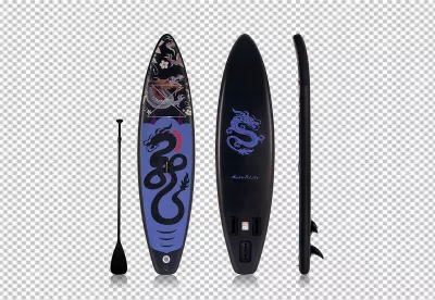 Premium Black Stand Up Paddleboard with Striking Dragon Graphics and Paddle Set image