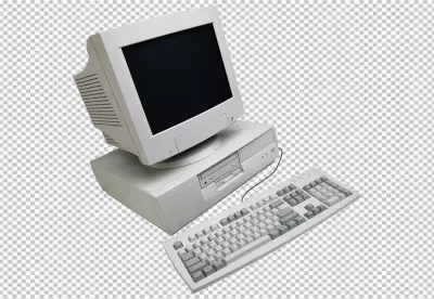 Retro computer and technology with monitor and hardware PNG BG