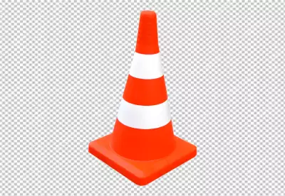 A traffic cone isolated on transparent background PNG