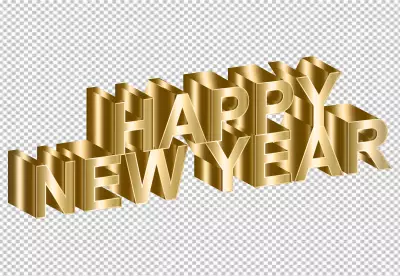 Happy New Year golden 3d text isolated