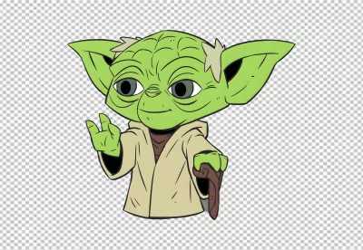 Wise Yoda Cartoon Illustration Clean Background